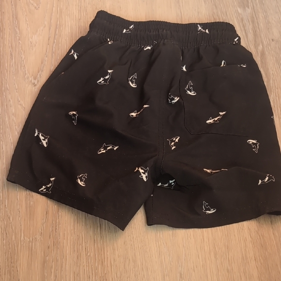 Black Swim Shorts with Shark Print - Picture 7 of 9